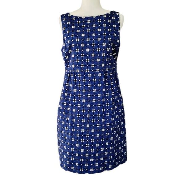 Joe Fresh Fit & Flare Sheath Midi Knee Length Blue White Black Women Dresses Siz - Picture 1 of 14